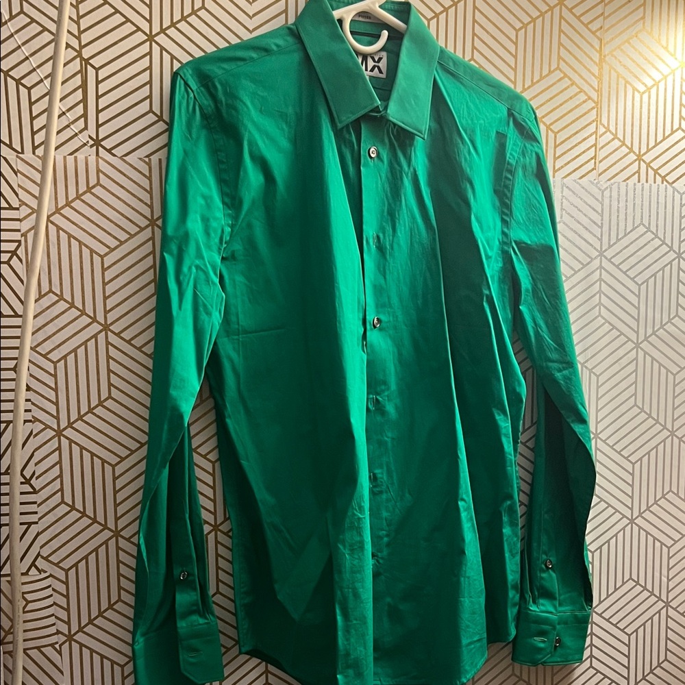 Express Men's Bright Emerald Green Dress Shirt